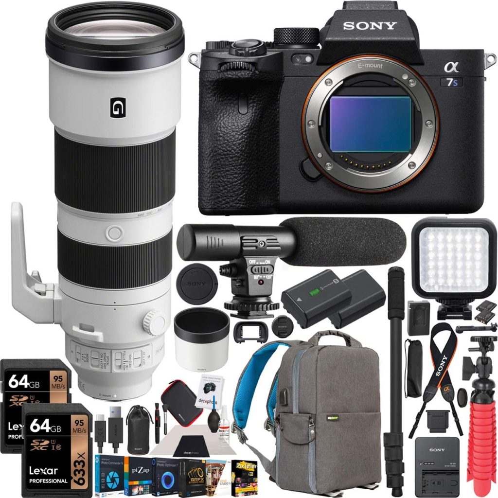 Sony a7S III Full Frame Mirrorless Camera Body with FE 200-600mm F5.6-6.3 G OSS Super Telephoto Zoom Lens SEL200600G ILCE-7SM3/B Bundle w/Deco Gear Photography Backpack Case Software and Accessories